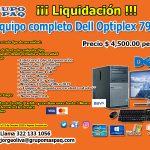 Liquidación de Computadora Completas Ventas sobre pedido.  Dell Optiplex 790 Intel Core i3 de 2da generación Memoria Ram 4 GB Monitor de 17 Pulgadas
